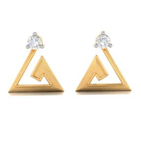 Elegant Shaped 18k Diamond Gold Earrings