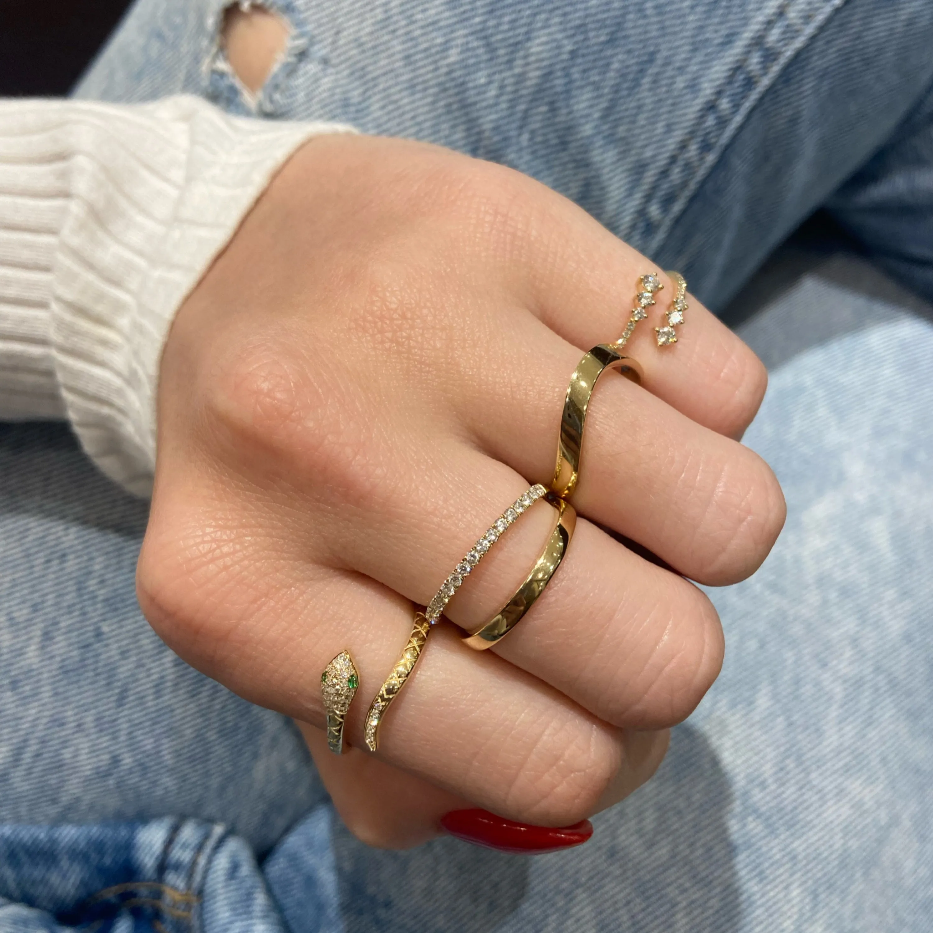 Emerald & Diamond Snake Ring