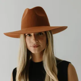 Emma Wide Brim Fedora: Size M/L 59 / Terracotta