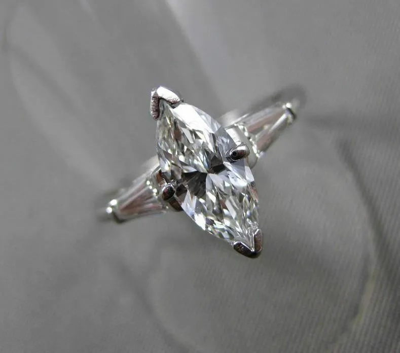 ESTATE LARGE 1.51CT DIAMOND PLATINUM 3 STONE CLASSIC ENGAGEMENT RING EGL #19930