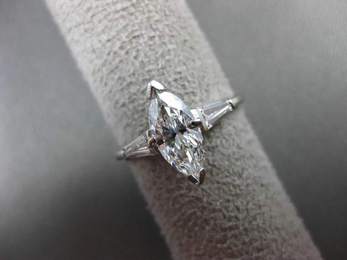 ESTATE LARGE 1.51CT DIAMOND PLATINUM 3 STONE CLASSIC ENGAGEMENT RING EGL #19930