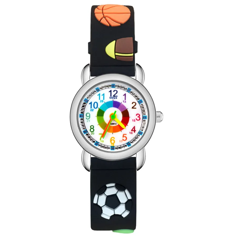 Fashion Cartoon Color Numbers Style Children Kids Student Girls Quartz 3D Silicone Wrist Watches