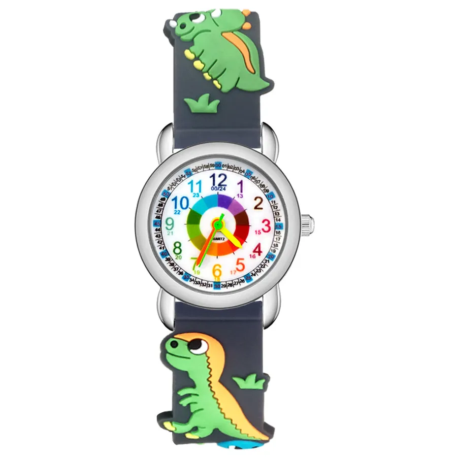 Fashion Cartoon Color Numbers Style Children Kids Student Girls Quartz 3D Silicone Wrist Watches