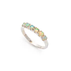 Fire Opal Ring - Eternity Opal Band - Vintage Stackable Ring