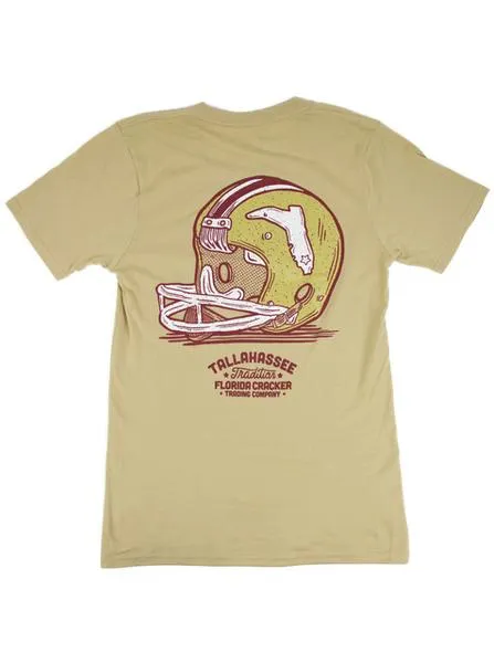 Florida Cracker Trading Co. Men's Tan FSU Helmet Short Sleeve T-Shirt