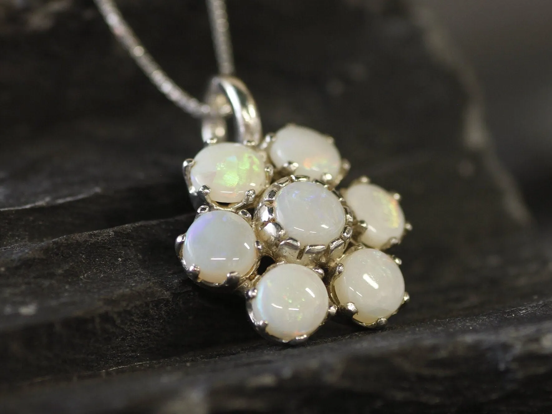 Flower Opal Pendant - Natural Australian Opal, October Birthstone Pendant