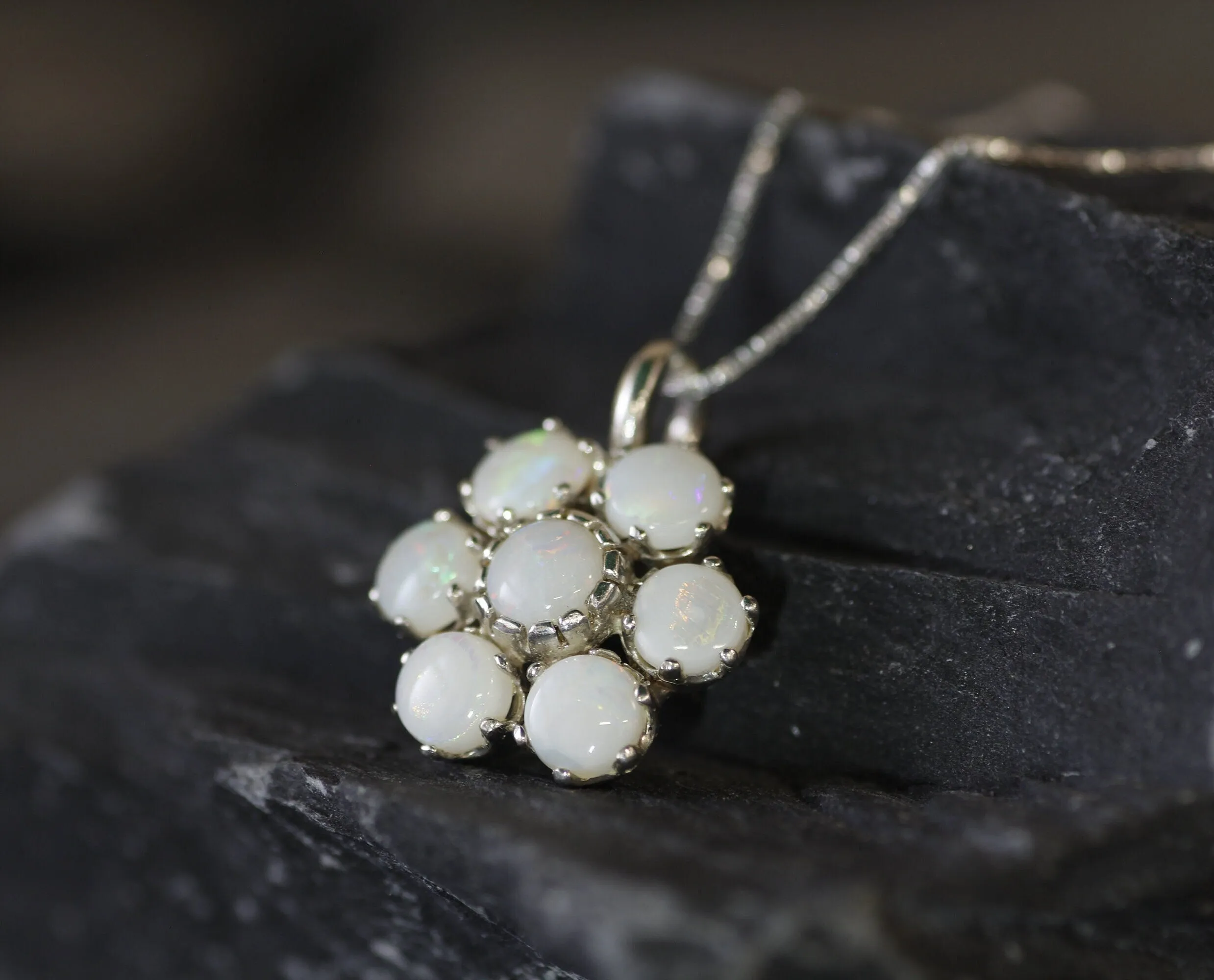 Flower Opal Pendant - Natural Australian Opal, October Birthstone Pendant