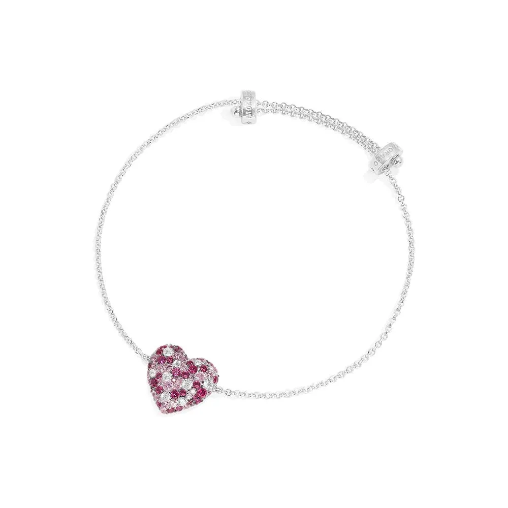 Fuchsia Heart Adjustable Bracelet