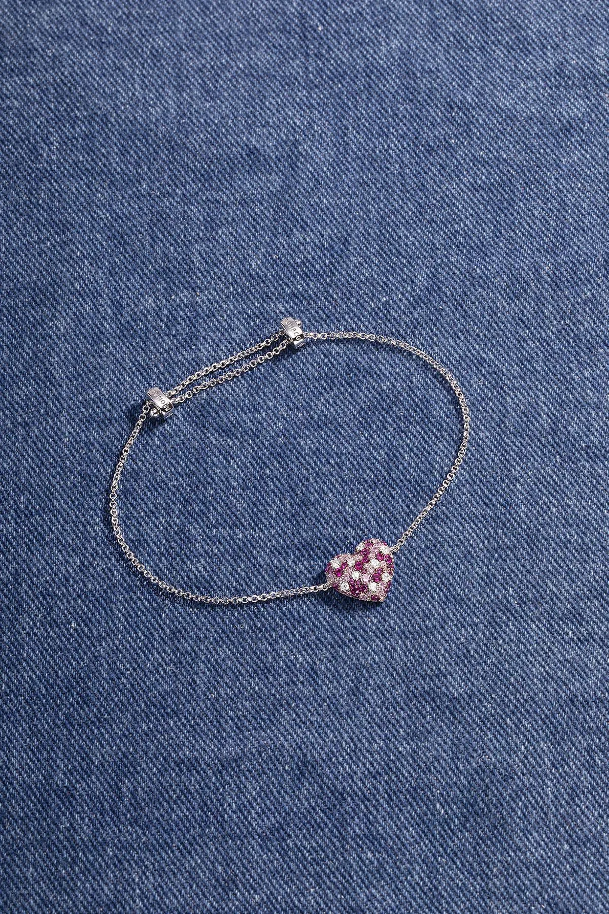 Fuchsia Heart Adjustable Bracelet