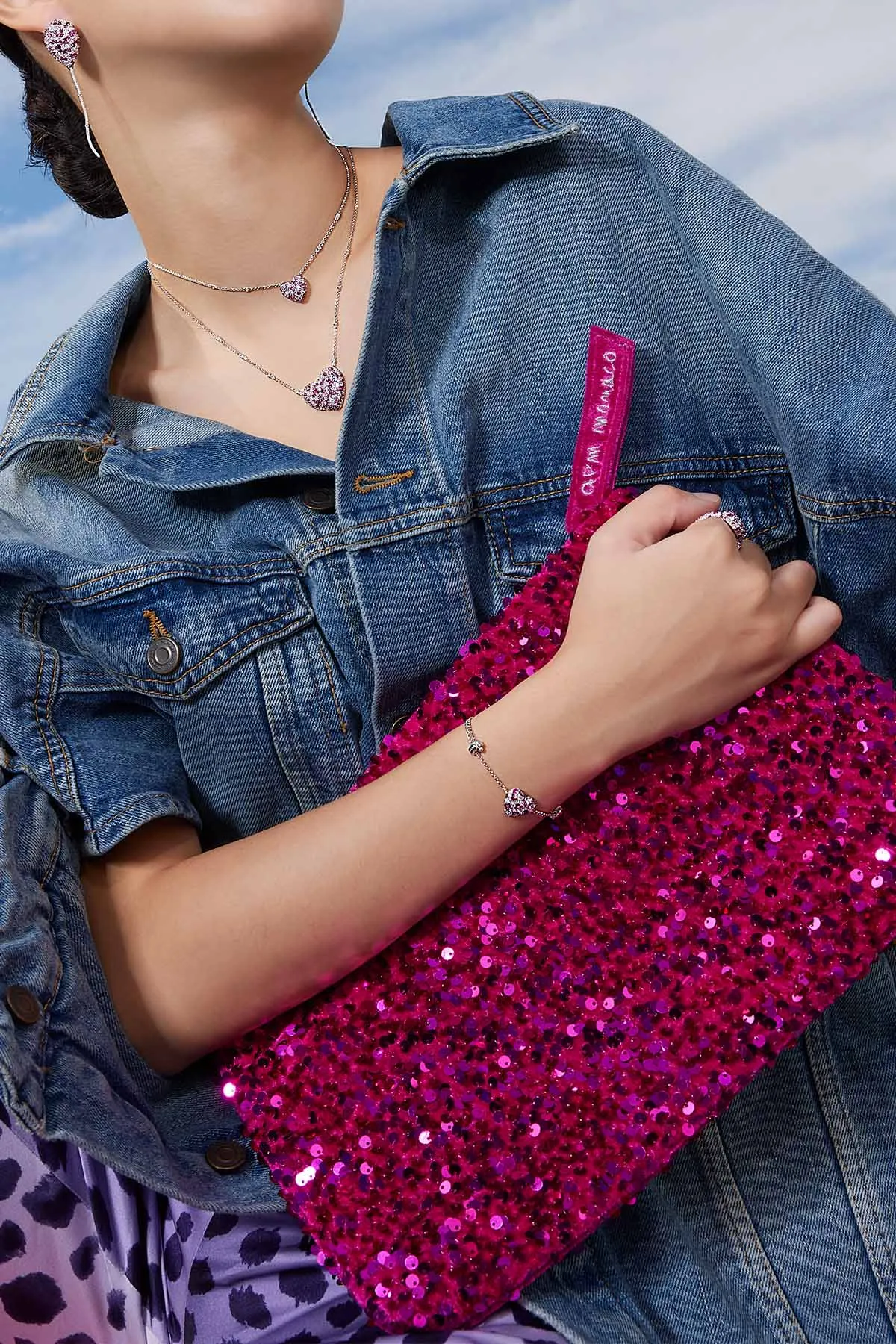 Fuchsia Heart Adjustable Bracelet