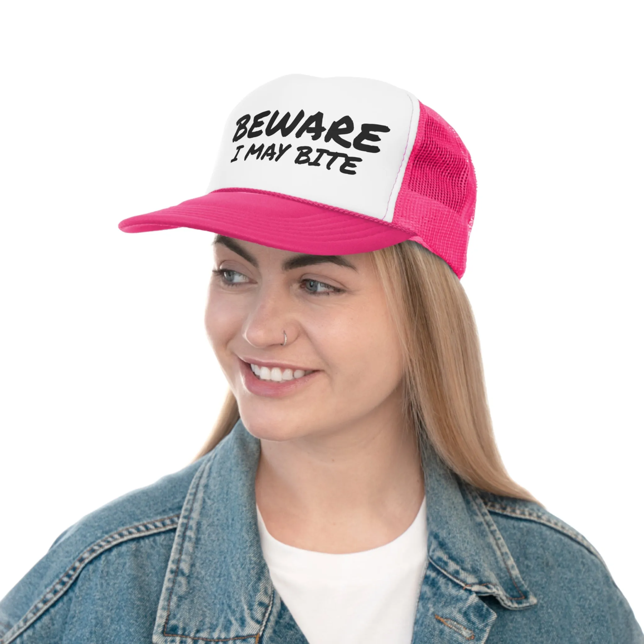 Funny Trucker Cap | Beware I May Bite |