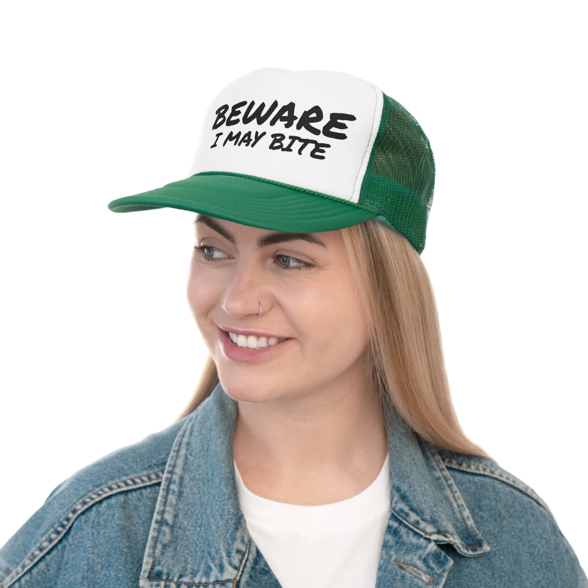 Funny Trucker Cap | Beware I May Bite |