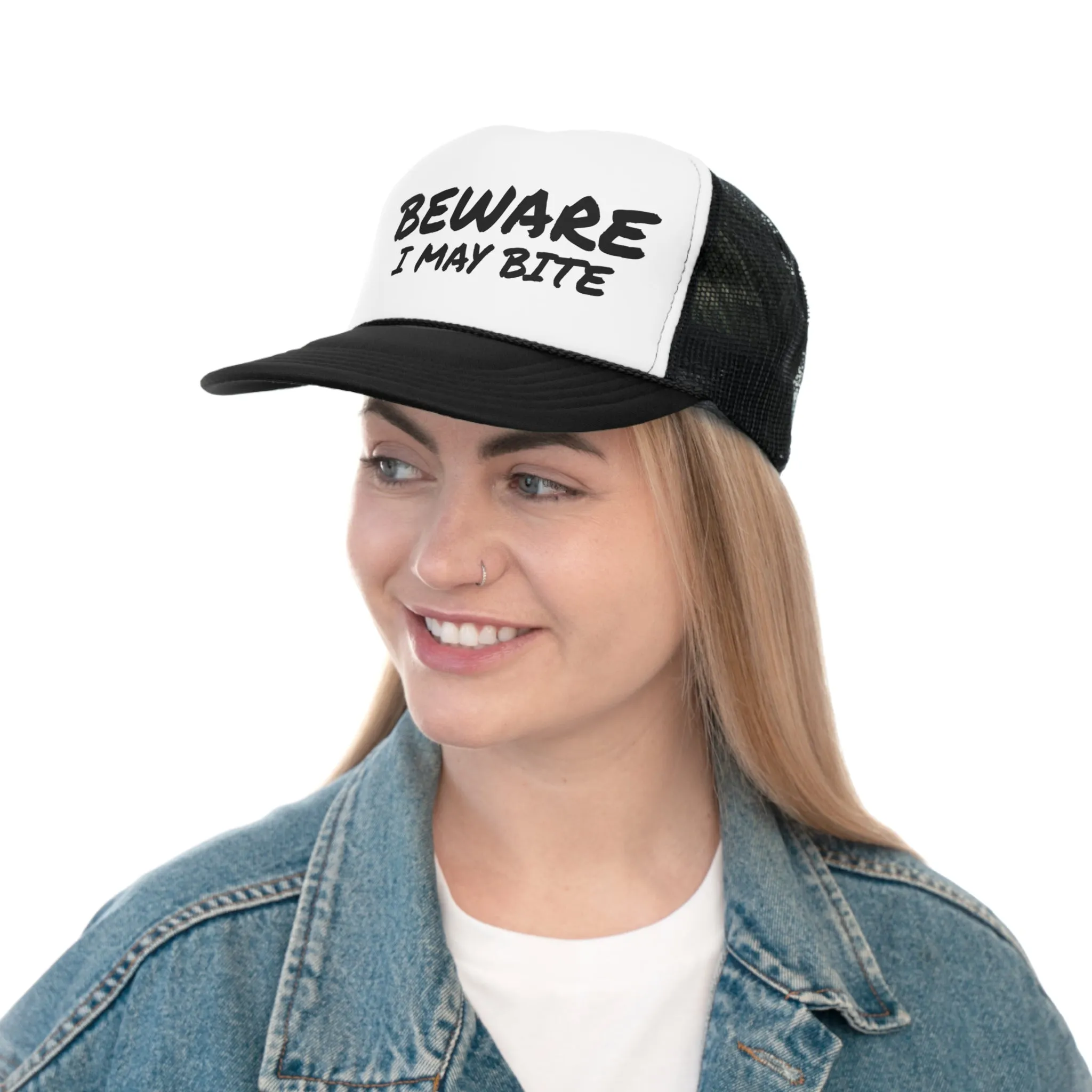 Funny Trucker Cap | Beware I May Bite |