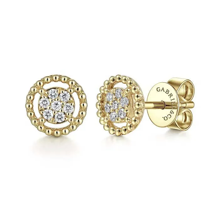 Gabriel & Co. Diamond Cluster Stud "Bujukan" Earrings in 14K Yellow Gold