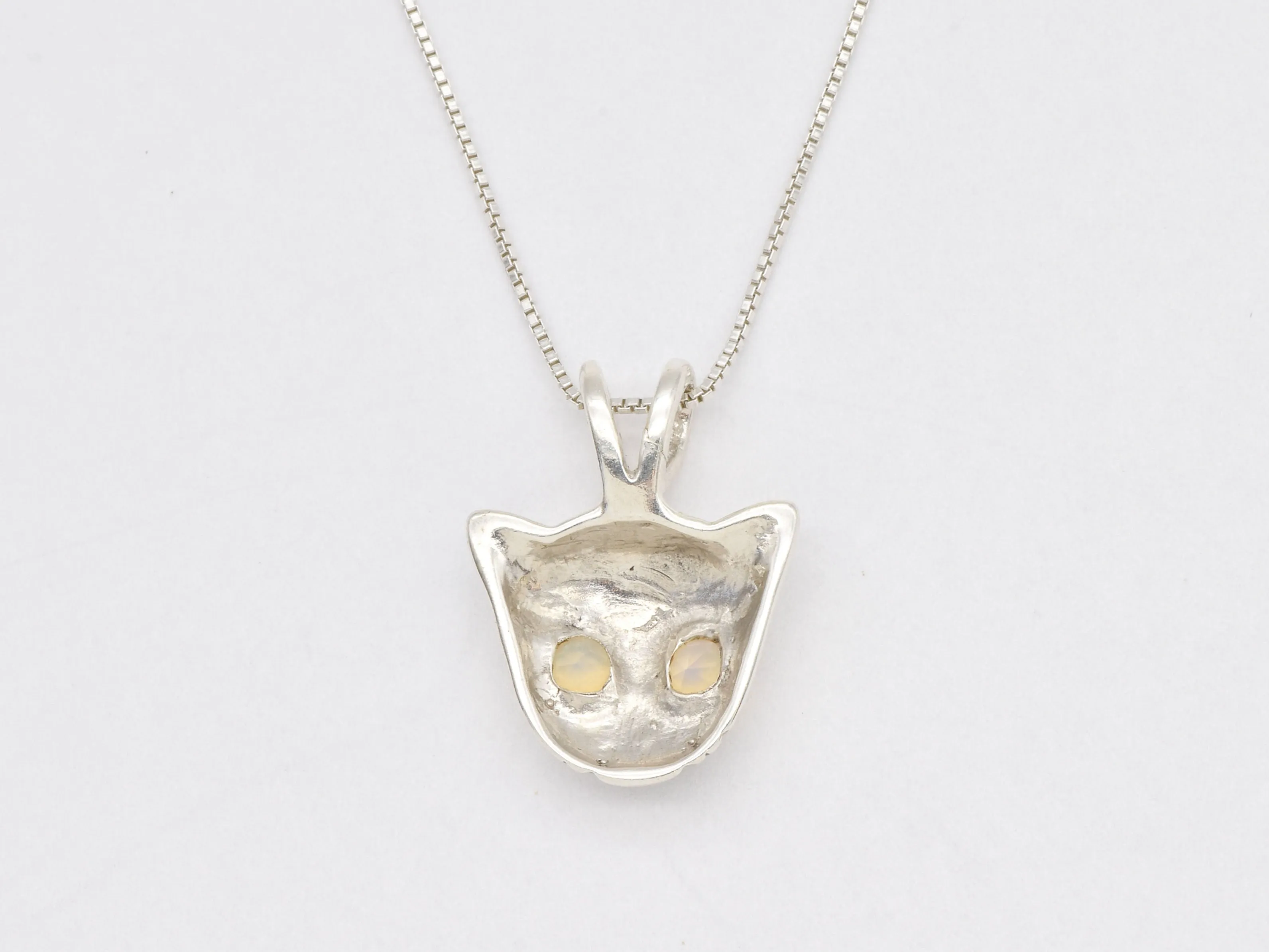 Genuine Opal Cat Pendant - Cat Lover Necklace - Dainty Cat Pendant