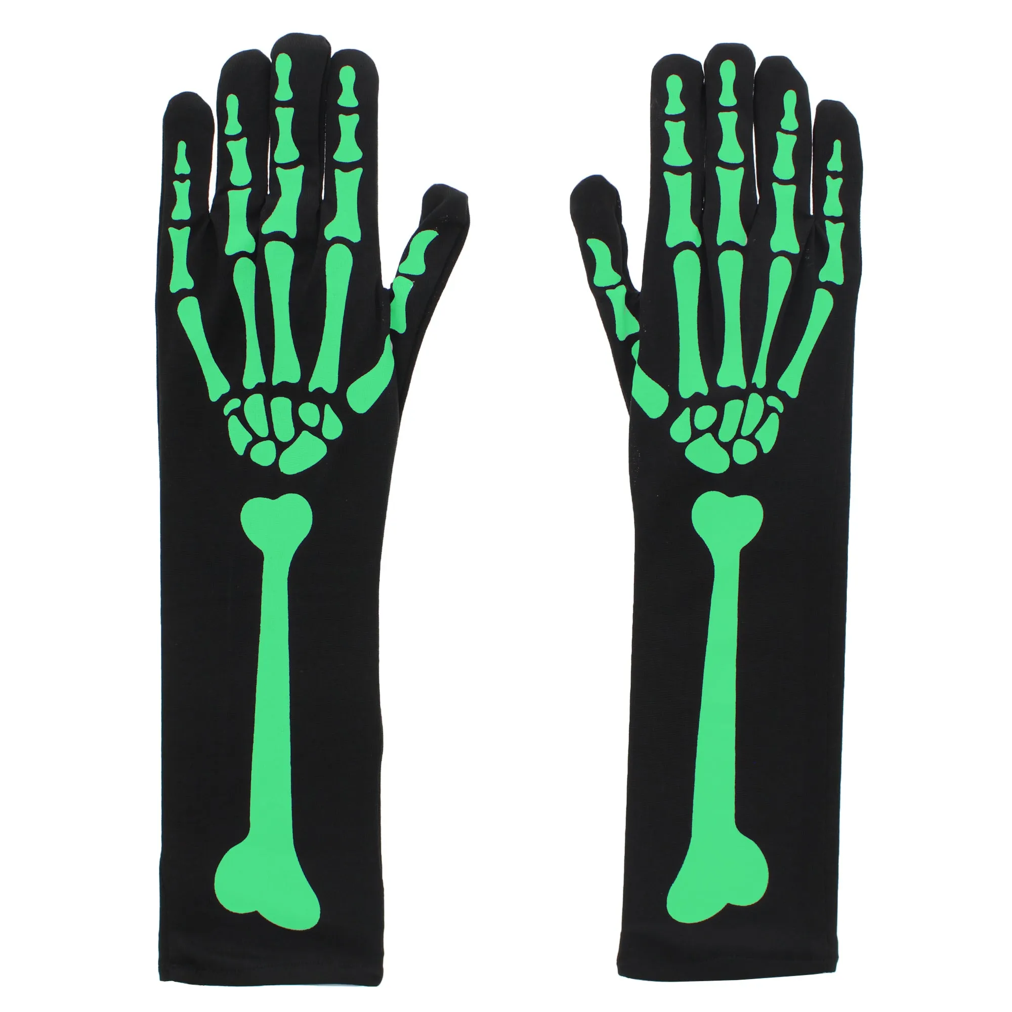 Glow In The Dark Long Sleeve Skeleton Gloves