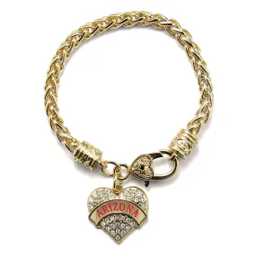 Gold Arizona Pave Heart Charm Braided Bracelet