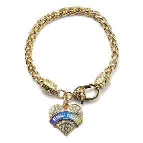 Gold Bladder Cancer Awareness Pave Heart Charm Braided Bracelet