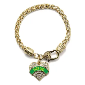 Gold Farm Girl Pave Heart Charm Braided Bracelet