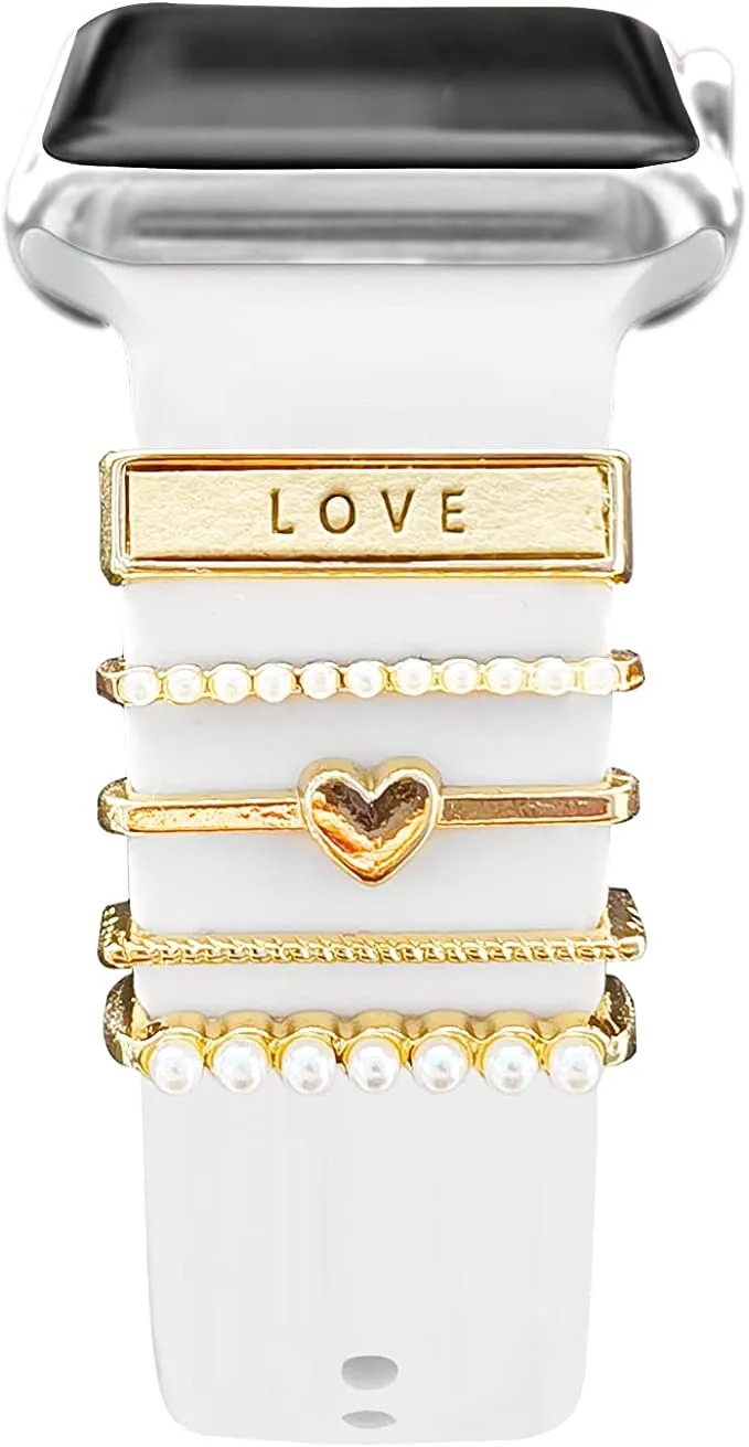 Gold Heart Love Decorative Charms for Apple Watch Band