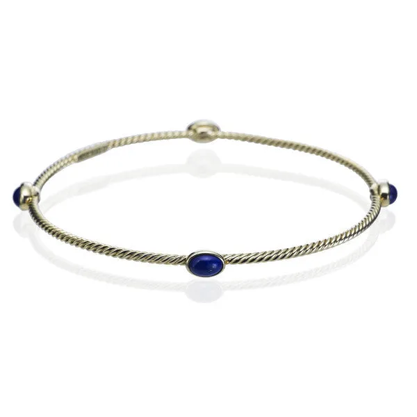 Gold Lapis Gem Bangle Bracelet