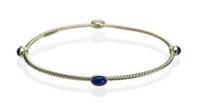 Gold Lapis Gem Bangle Bracelet