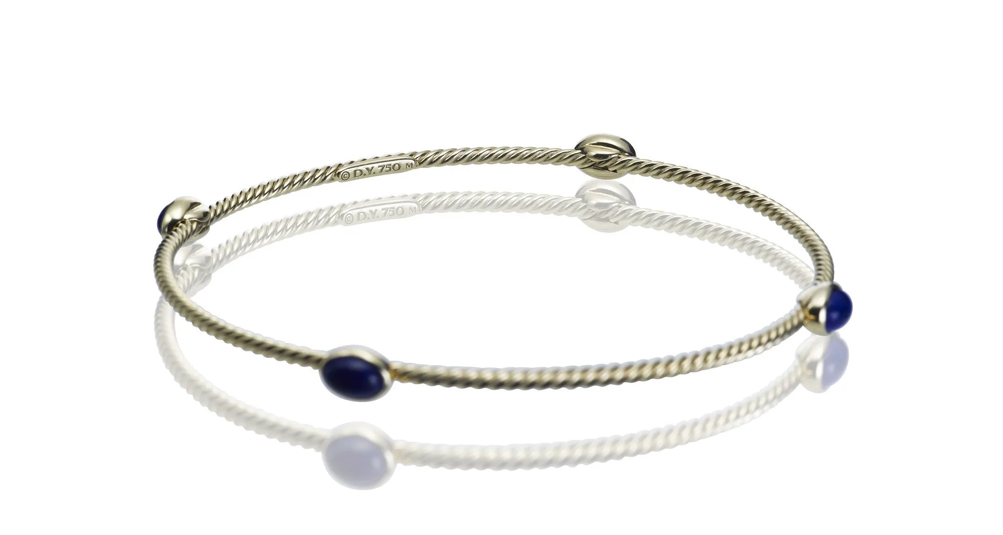 Gold Lapis Gem Bangle Bracelet