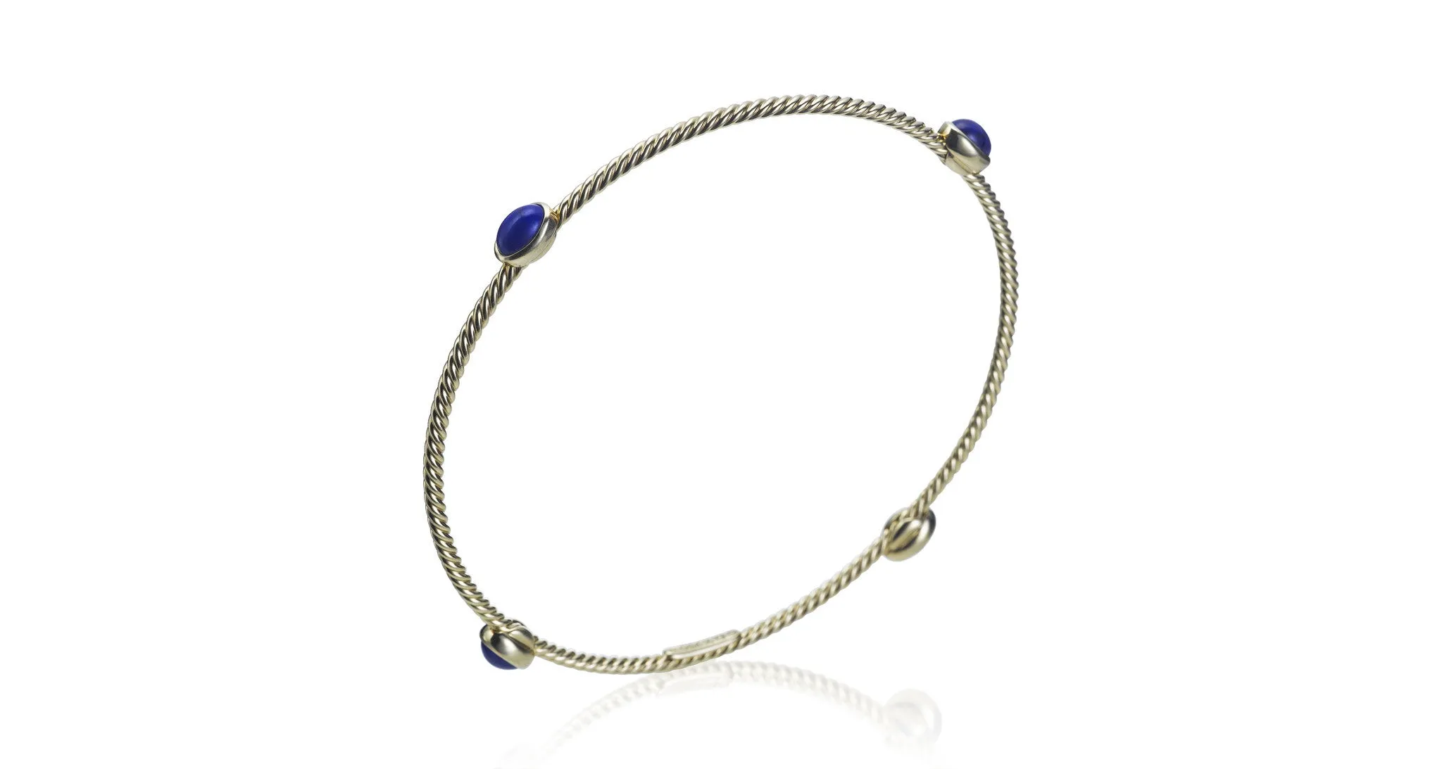 Gold Lapis Gem Bangle Bracelet