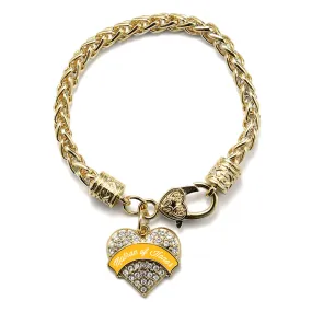 Gold Marigold Matron of Honor Pave Heart Charm Braided Bracelet