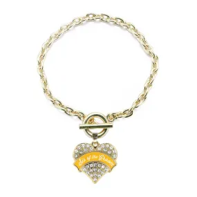 Gold Marigold Sis of the Groom Pave Heart Charm Toggle Bracelet