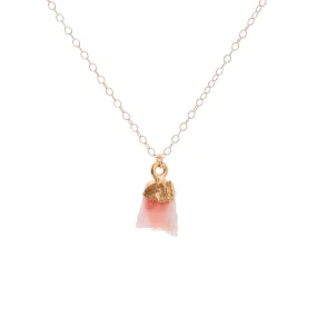 Gold Pink Opal Raw Crystal Necklace