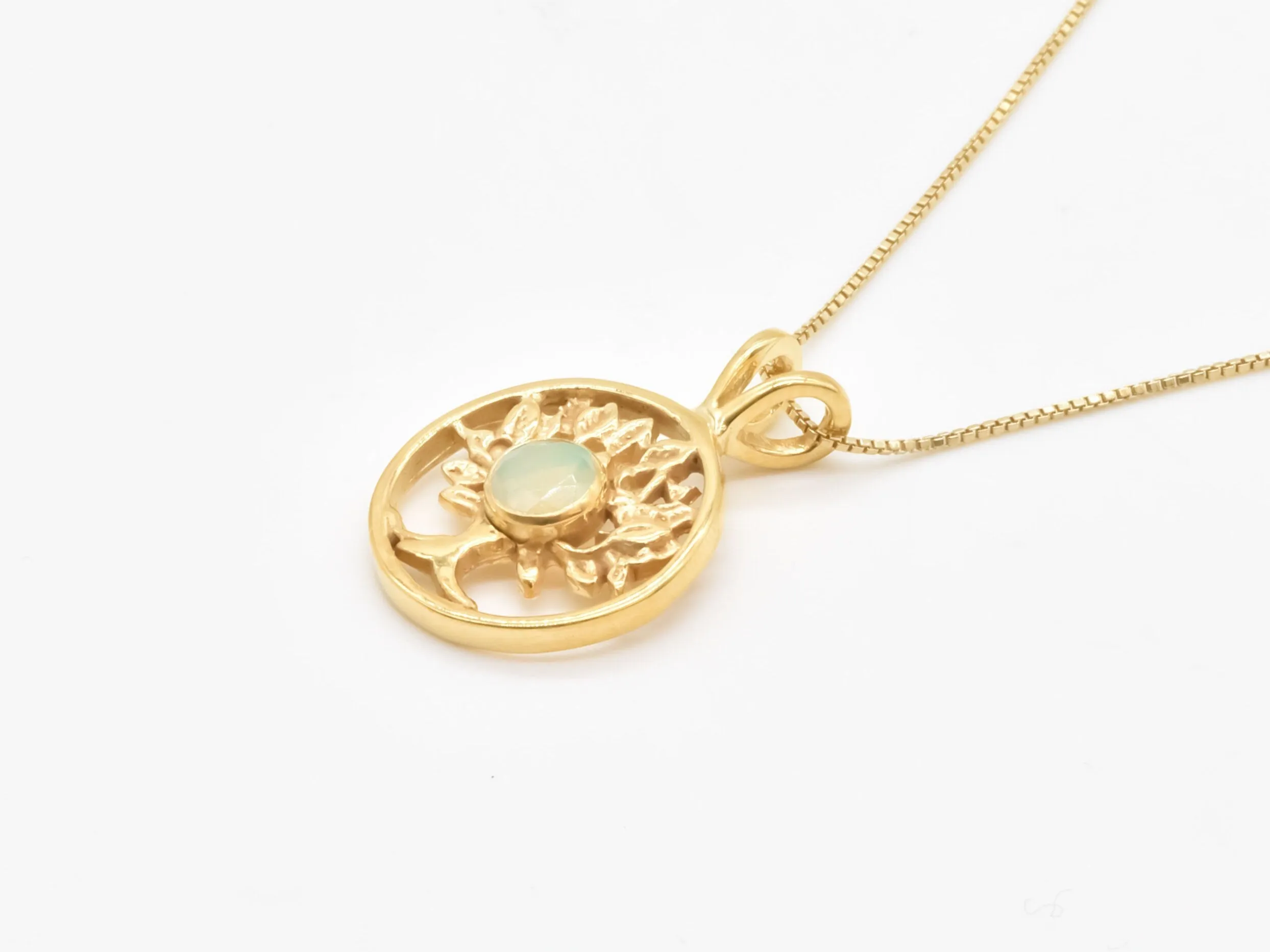 Gold Tree of Life Opal Pendant - Ethiopian Opal Tree Necklace, October Birthstone Necklace