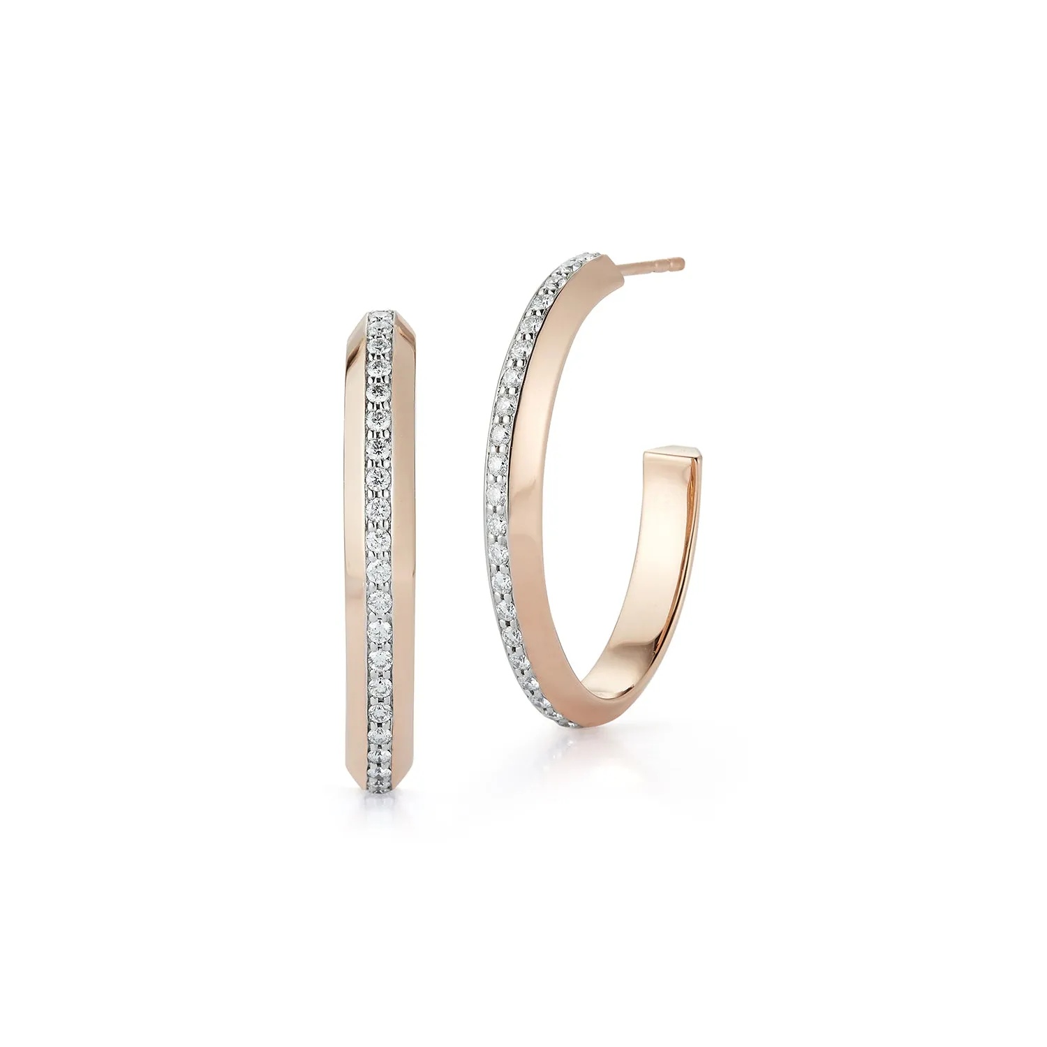 GRANT 18K DIAMOND KNIFE EDGE HOOP EARRINGS