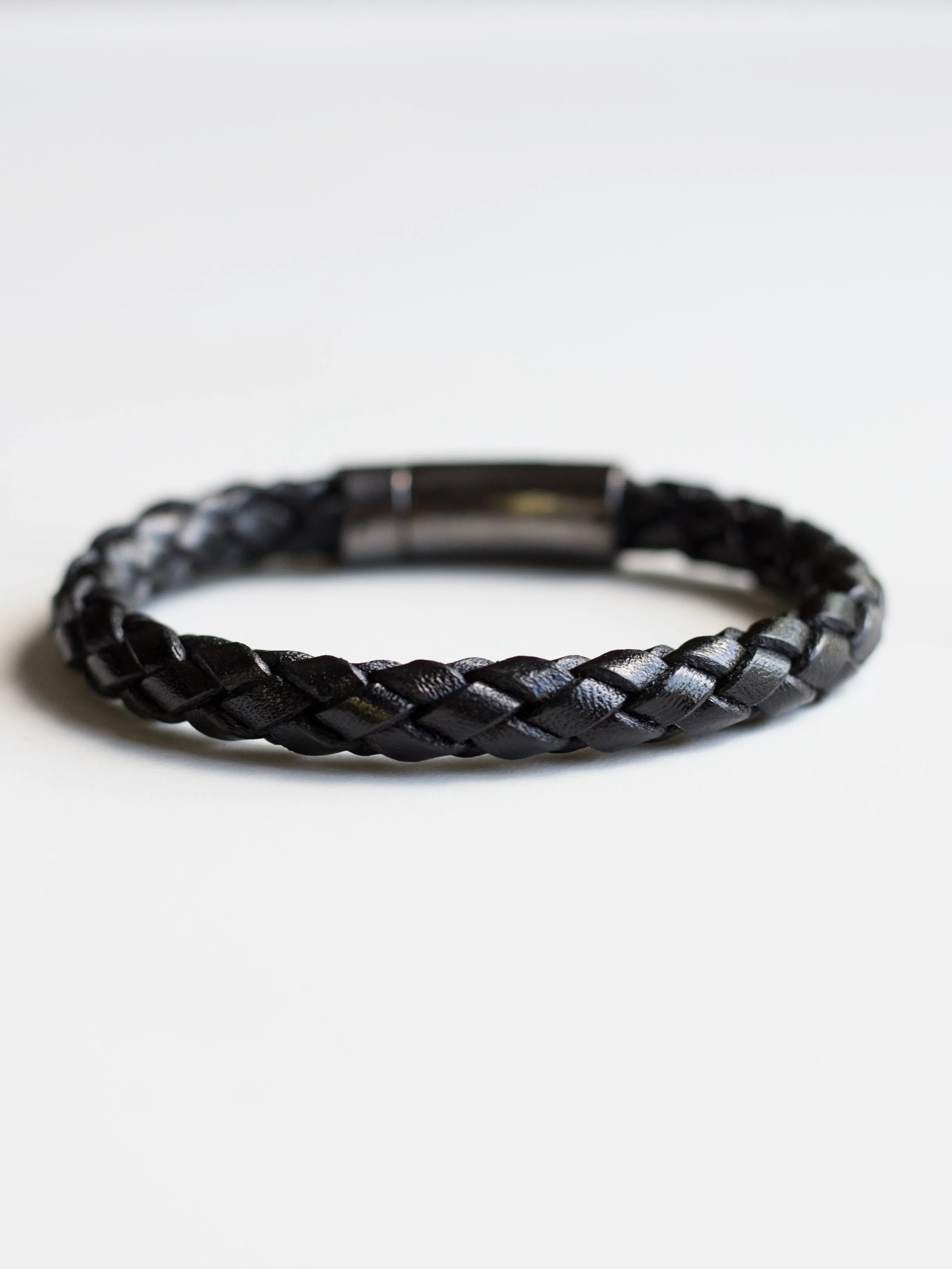 Gunmetal Italian Leather Bracelet