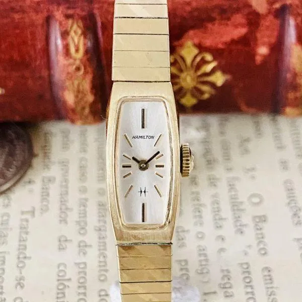 Hamilton Watches Quartz 10KRPG Watch Women's Vintage Bracelet Cocktail