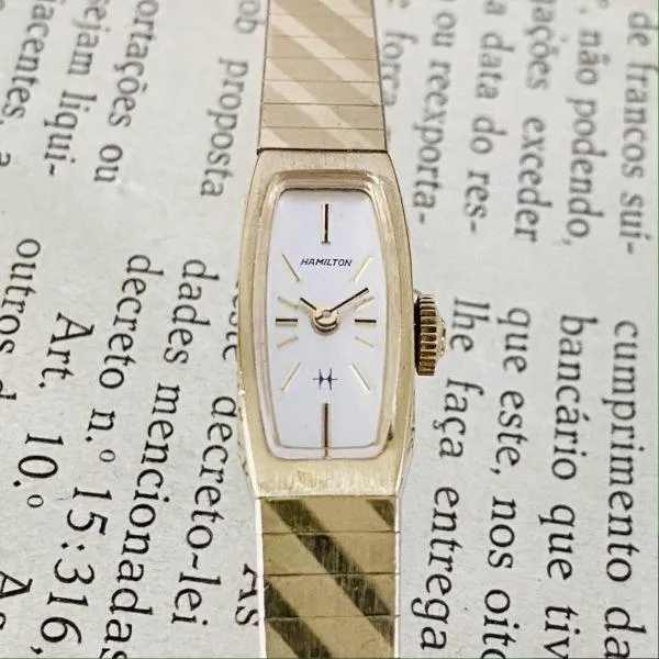 Hamilton Watches Quartz 10KRPG Watch Women's Vintage Bracelet Cocktail