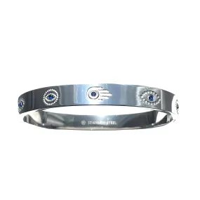 Hamsa & Evil Eye Stainless Steel Bangle