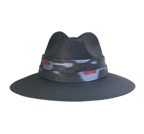 Hand-painted Hat from Mexico - Chi Chi Collection - Black with Sanford Silk Ikat Band