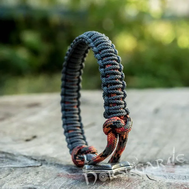 Handcrafted Gray Paracord Bracelet with Mjölnir - Sterling Silver