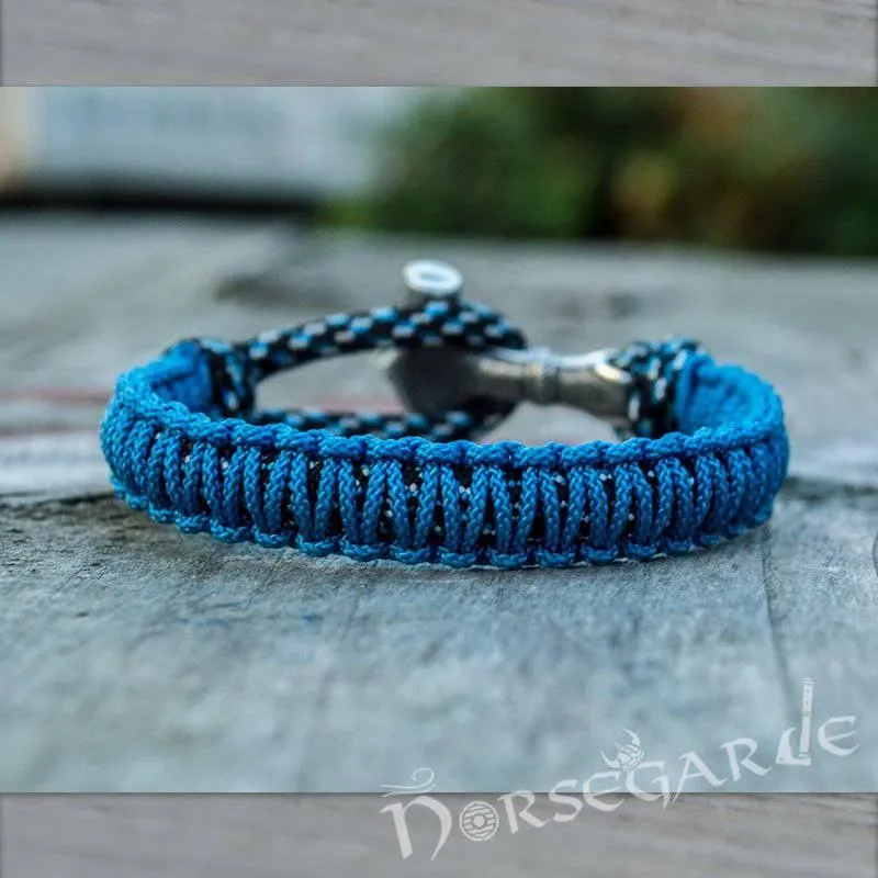 Handcrafted Ocean Paracord Bracelet with Mjölnir - Sterling Silver