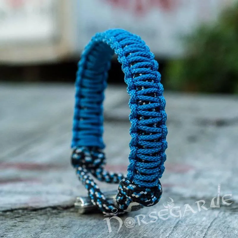 Handcrafted Ocean Paracord Bracelet with Mjölnir - Sterling Silver