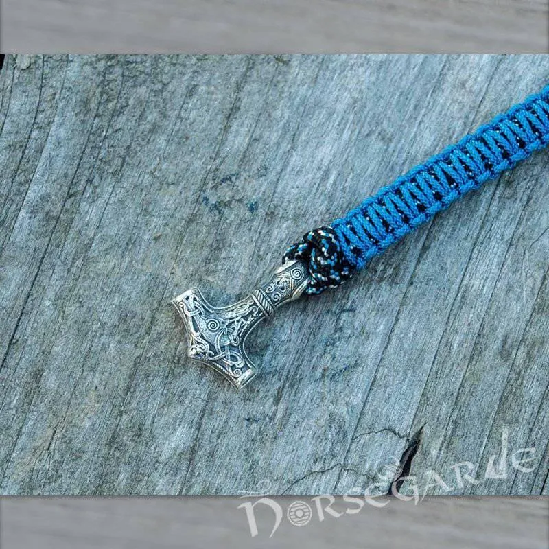 Handcrafted Ocean Paracord Bracelet with Mjölnir - Sterling Silver