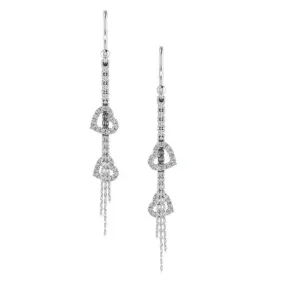 Heart Diamond Drop Earrings 14k White Gold