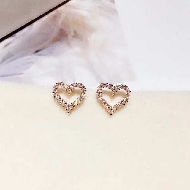 Heart Micro Pave Earrings - 2 Colors