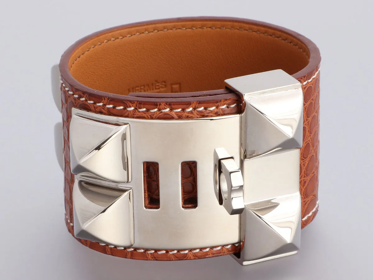 Hermès Fauve Matte Alligator Collier de Chien Bracelet CDC