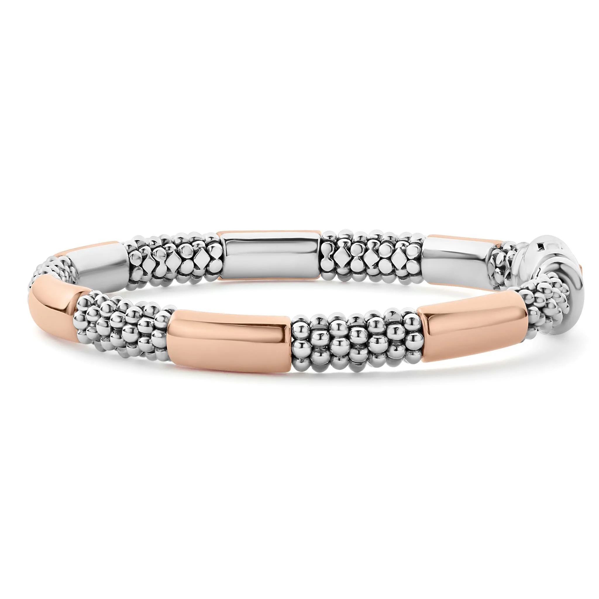 High Bar Rose Gold Station Caviar Bracelet | 6mm