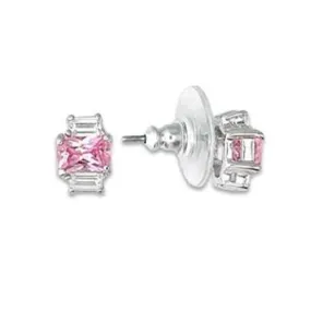 High-Polished 925 Sterling Silver Earrings with AAA Grade CZ in Rose for Women Rose Stone Color Style LOA451