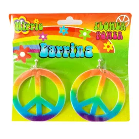 Hippie Peace Sign Clip on Earrings