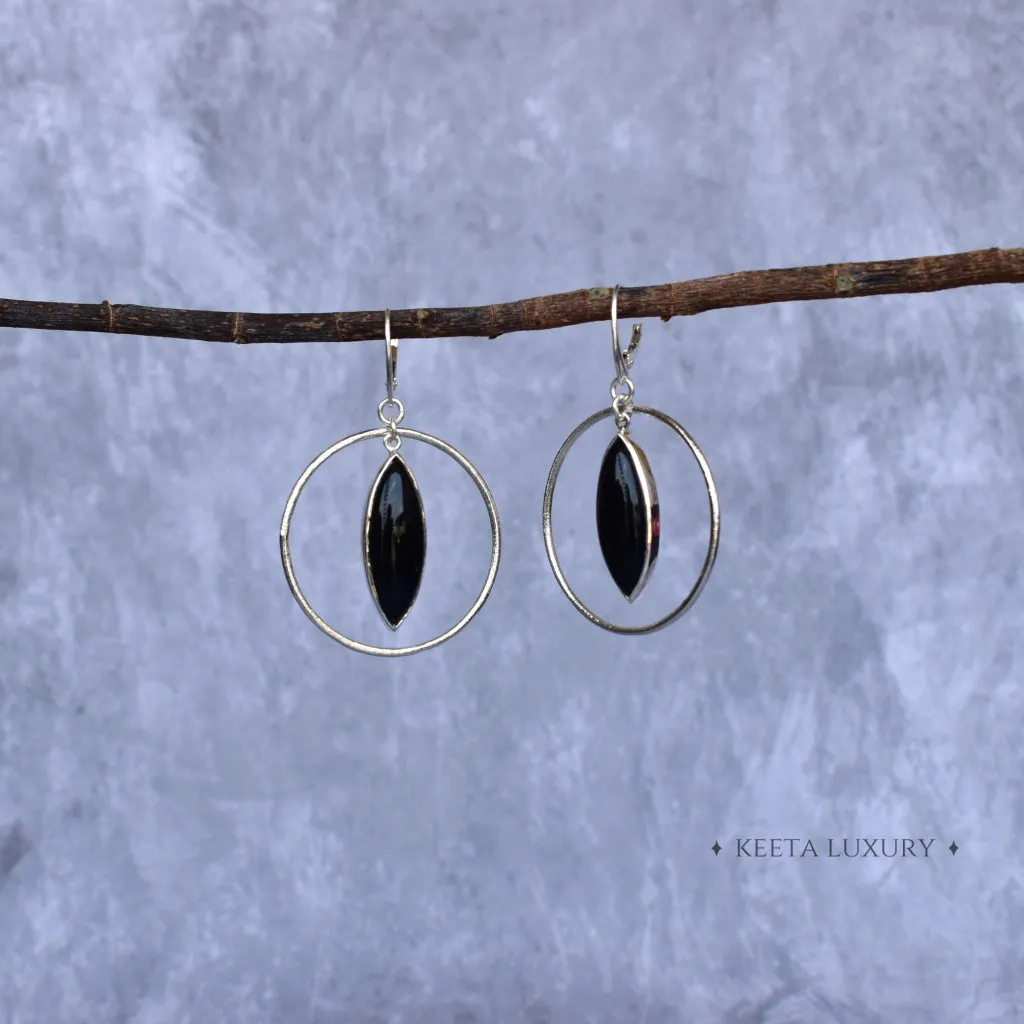 Hoop Glimmers - Onyx Earrings