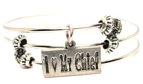 I Love My Chief Triple Style Expandable Bangle Bracelet